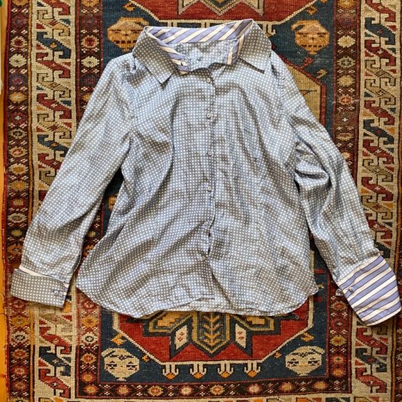 Vintage Polka Dot Silk Button Up Blouse 1980s - Picture 3 of 4